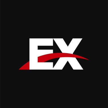 Initial letters logo EX, overlapping linked swoosh capital logo concept, white red black background, vector icon logo template elements for business, company, creative industry