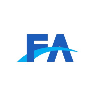 Initial letters logo FA, overlapping linked swoosh capital logo concept, blue, vector icon logo template elements for business, company, creative industry