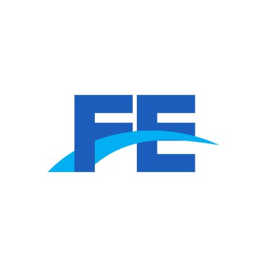 Initial letters logo FE, overlapping linked swoosh capital logo concept, blue, vector icon logo template elements for business, company, creative industry