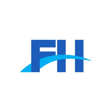 Initial letters logo FH, overlapping linked swoosh capital logo concept, blue, vector icon logo template elements for business, company, creative industry
