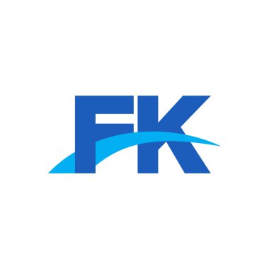 Initial letters logo FK, overlapping linked swoosh capital logo concept, blue, vector icon logo template elements for business, company, creative industry