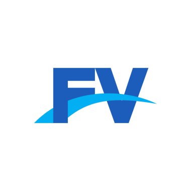 Initial letters logo FV, overlapping linked swoosh capital logo concept, blue, vector icon logo template elements for business, company, creative industry