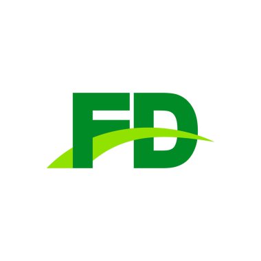 Initial letters logo FD, overlapping linked swoosh grass capital logo concept, eco nature green, vector icon logo template elements for business, company, creative industry