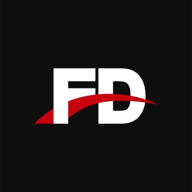 Initial letters logo FD, overlapping linked swoosh capital logo concept, white red black background, vector icon logo template elements for business, company, creative industry