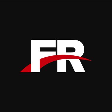 Initial letters logo FR, overlapping linked swoosh capital logo concept, white red black background, vector icon logo template elements for business, company, creative industry