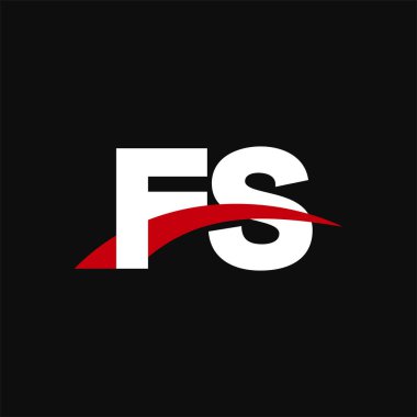 Initial letters logo FS, overlapping linked swoosh capital logo concept, white red black background, vector icon logo template elements for business, company, creative industry