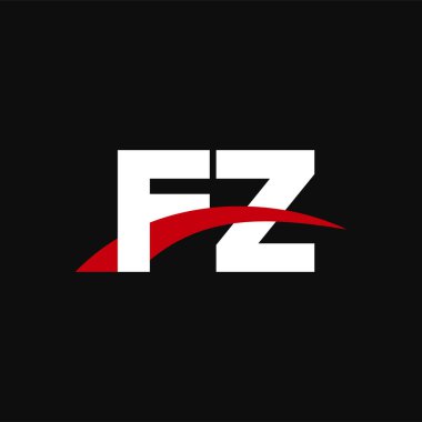 Initial letters logo FZ, overlapping linked swoosh capital logo concept, white red black background, vector icon logo template elements for business, company, creative industry
