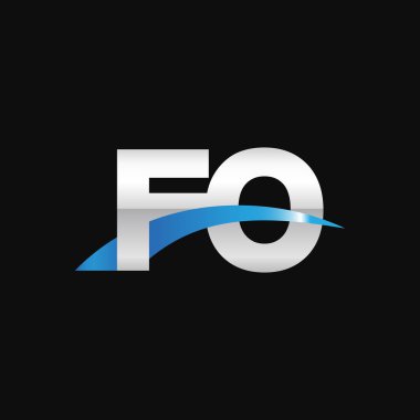 Initial letters logo FO, overlapping linked swoosh capital logo concept, metallic silver blue black background, vector icon logo template elements for business, company, creative industry