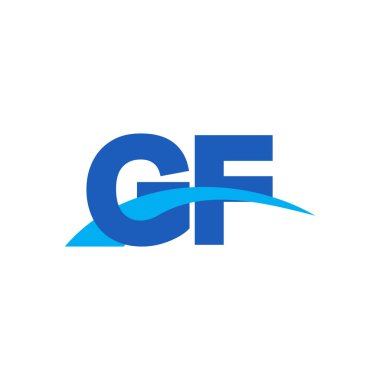 Initial letters logo GF, overlapping linked swoosh capital logo concept, blue, vector icon logo template elements for business, company, creative industry