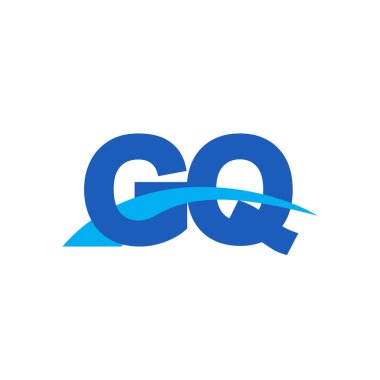 Initial letters logo GQ, overlapping linked swoosh capital logo concept, blue, vector icon logo template elements for business, company, creative industry