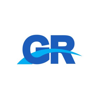 Initial letters logo GR, overlapping linked swoosh capital logo concept, blue, vector icon logo template elements for business, company, creative industry