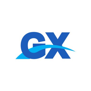 Initial letters logo GX, overlapping linked swoosh capital logo concept, blue, vector icon logo template elements for business, company, creative industry