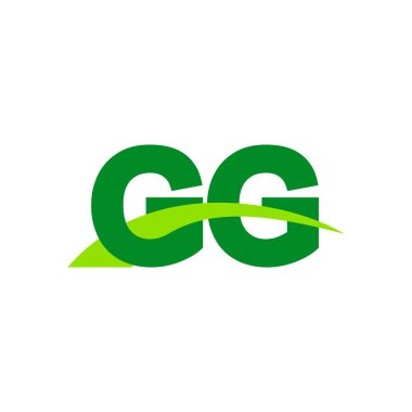 Initial letters logo GG, overlapping linked swoosh grass capital logo concept, eco nature green, vector icon logo template elements for business, company, creative industry