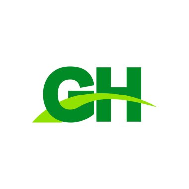 Initial letters logo GH, overlapping linked swoosh grass capital logo concept, eco nature green, vector icon logo template elements for business, company, creative industry