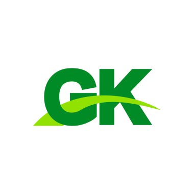 Initial letters logo GK, overlapping linked swoosh grass capital logo concept, eco nature green, vector icon logo template elements for business, company, creative industry