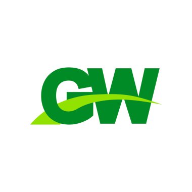 Initial letters logo GW, overlapping linked swoosh grass capital logo concept, eco nature green, vector icon logo template elements for business, company, creative industry