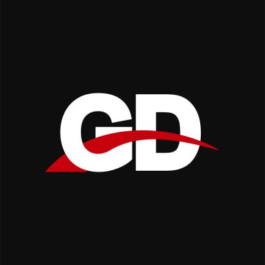 Initial letters logo GD, overlapping linked swoosh capital logo concept, white red black background, vector icon logo template elements for business, company, creative industry