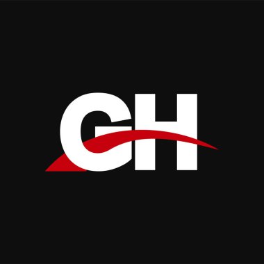 Initial letters logo GH, overlapping linked swoosh capital logo concept, white red black background, vector icon logo template elements for business, company, creative industry