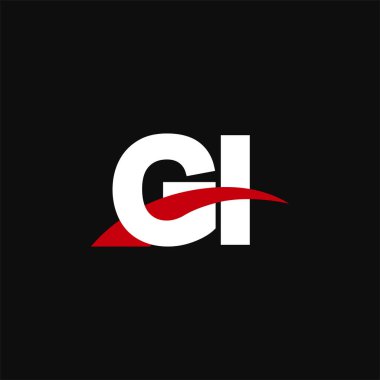 Initial letters logo GI, overlapping linked swoosh capital logo concept, white red black background, vector icon logo template elements for business, company, creative industry
