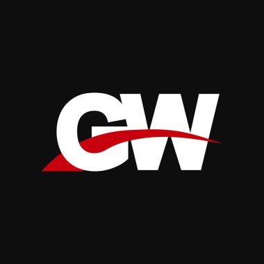 Initial letters logo GW, overlapping linked swoosh capital logo concept, white red black background, vector icon logo template elements for business, company, creative industry