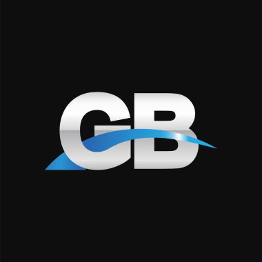 Initial letters logo GB, overlapping linked swoosh capital logo concept, metallic silver blue black background, vector icon logo template elements for business, company, creative industry