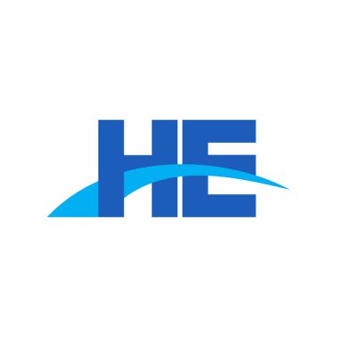 Initial letters logo HE, overlapping linked swoosh capital logo concept, blue, vector icon logo template elements for business, company, creative industry