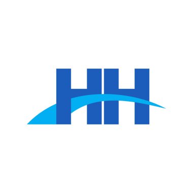 Initial letters logo HH, overlapping linked swoosh capital logo concept, blue, vector icon logo template elements for business, company, creative industry