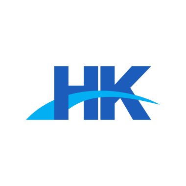 Initial letters logo HK, overlapping linked swoosh capital logo concept, blue, vector icon logo template elements for business, company, creative industry