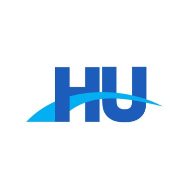 Initial letters logo HU, overlapping linked swoosh capital logo concept, blue, vector icon logo template elements for business, company, creative industry