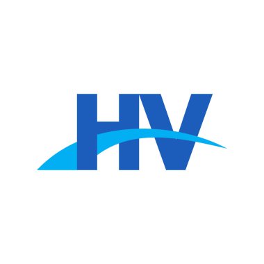 Initial letters logo HV, overlapping linked swoosh capital logo concept, blue, vector icon logo template elements for business, company, creative industry