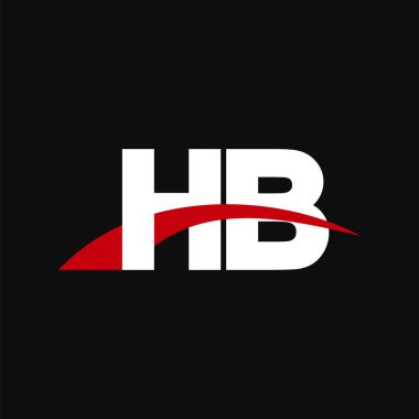 Initial letters logo HB, overlapping linked swoosh capital logo concept, white red black background, vector icon logo template elements for business, company, creative industry