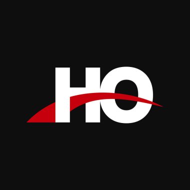 Initial letters logo HO, overlapping linked swoosh capital logo concept, white red black background, vector icon logo template elements for business, company, creative industry