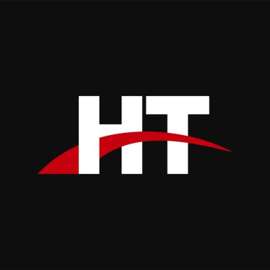 Initial letters logo HT, overlapping linked swoosh capital logo concept, white red black background, vector icon logo template elements for business, company, creative industry