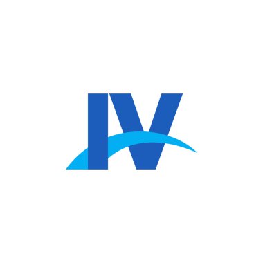 Initial letters logo IV, overlapping linked swoosh capital logo concept, blue, vector icon logo template elements for business, company, creative industry