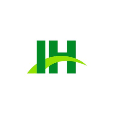 Initial letters logo IH, overlapping linked swoosh grass capital logo concept, eco nature green, vector icon logo template elements for business, company, creative industry