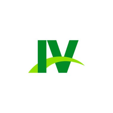 Initial letters logo IV, overlapping linked swoosh grass capital logo concept, eco nature green, vector icon logo template elements for business, company, creative industry