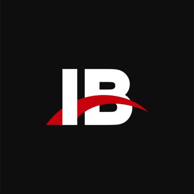 Initial letters logo IB, overlapping linked swoosh capital logo concept, white red black background, vector icon logo template elements for business, company, creative industry
