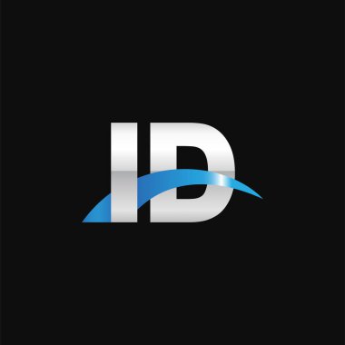 Initial letters logo ID, overlapping linked swoosh capital logo concept, metallic silver blue black background, vector icon logo template elements for business, company, creative industry