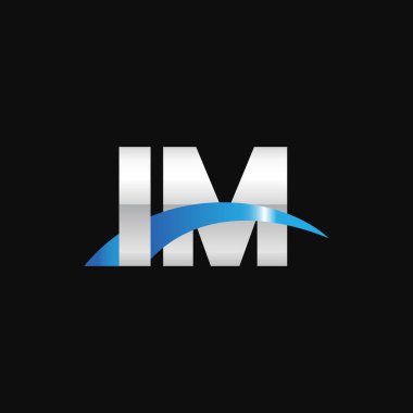 Initial letters logo IM, overlapping linked swoosh capital logo concept, metallic silver blue black background, vector icon logo template elements for business, company, creative industry