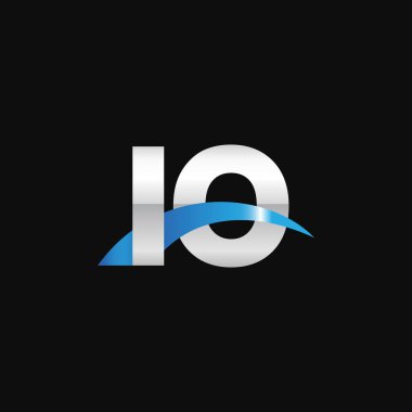 Initial letters logo IO, overlapping linked swoosh capital logo concept, metallic silver blue black background, vector icon logo template elements for business, company, creative industry