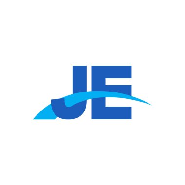 Initial letters logo JE, overlapping linked swoosh capital logo concept, blue, vector icon logo template elements for business, company, creative industry