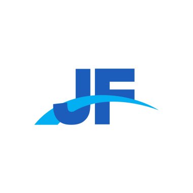 Initial letters logo JF, overlapping linked swoosh capital logo concept, blue, vector icon logo template elements for business, company, creative industry