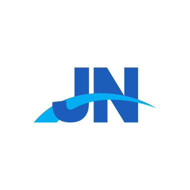 Initial letters logo JN, overlapping linked swoosh capital logo concept, blue, vector icon logo template elements for business, company, creative industry