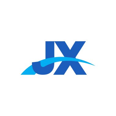 Initial letters logo JX, overlapping linked swoosh capital logo concept, blue, vector icon logo template elements for business, company, creative industry
