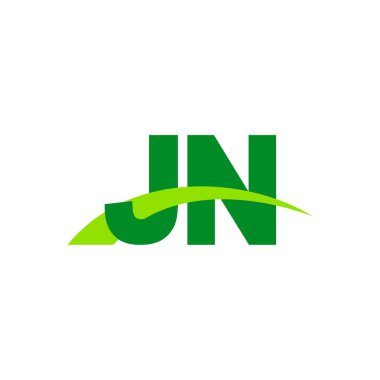 Initial letters logo JN, overlapping linked swoosh grass capital logo concept, eco nature green, vector icon logo template elements for business, company, creative industry