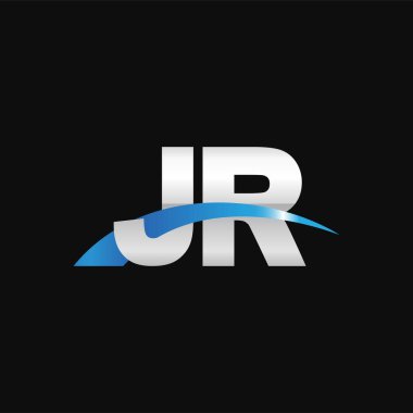 Initial letters logo JR, overlapping linked swoosh capital logo concept, metallic silver blue black background, vector icon logo template elements for business, company, creative industry
