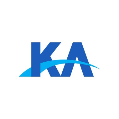 Initial letters logo KA, overlapping linked swoosh capital logo concept, blue, vector icon logo template elements for business, company, creative industry