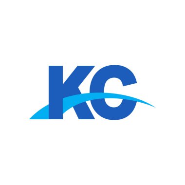 Initial letters logo KC, overlapping linked swoosh capital logo concept, blue, vector icon logo template elements for business, company, creative industry