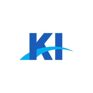 Initial letters logo KI, overlapping linked swoosh capital logo concept, blue, vector icon logo template elements for business, company, creative industry