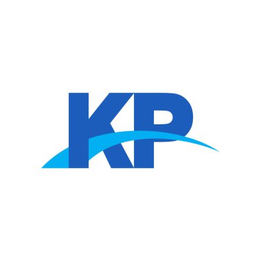 Initial letters logo KP, overlapping linked swoosh capital logo concept, blue, vector icon logo template elements for business, company, creative industry